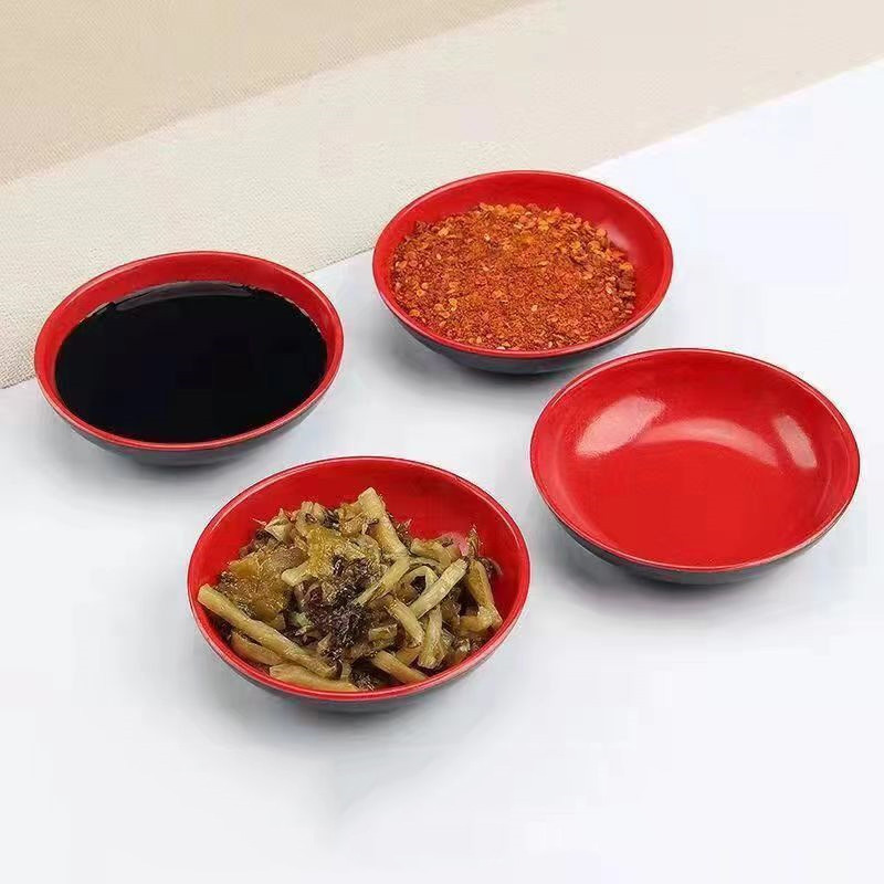 Meal Prep Bowl - 3Pcs Red And Black Round Melamine
