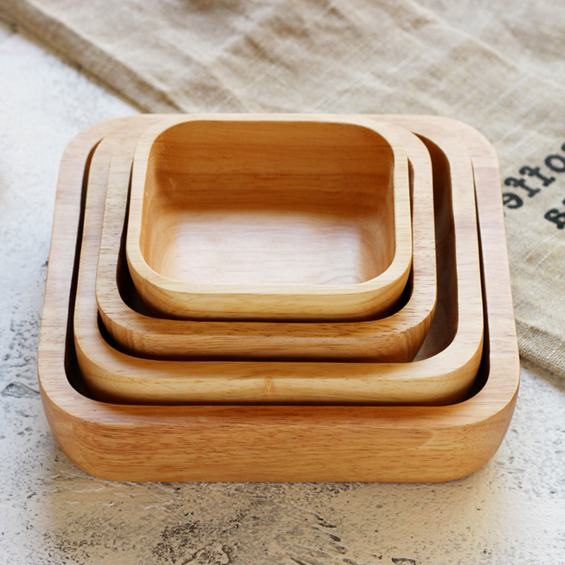 1Pc Square Wood Bowl 4 Size Fr - Meal Prep Bowl 评论和价格