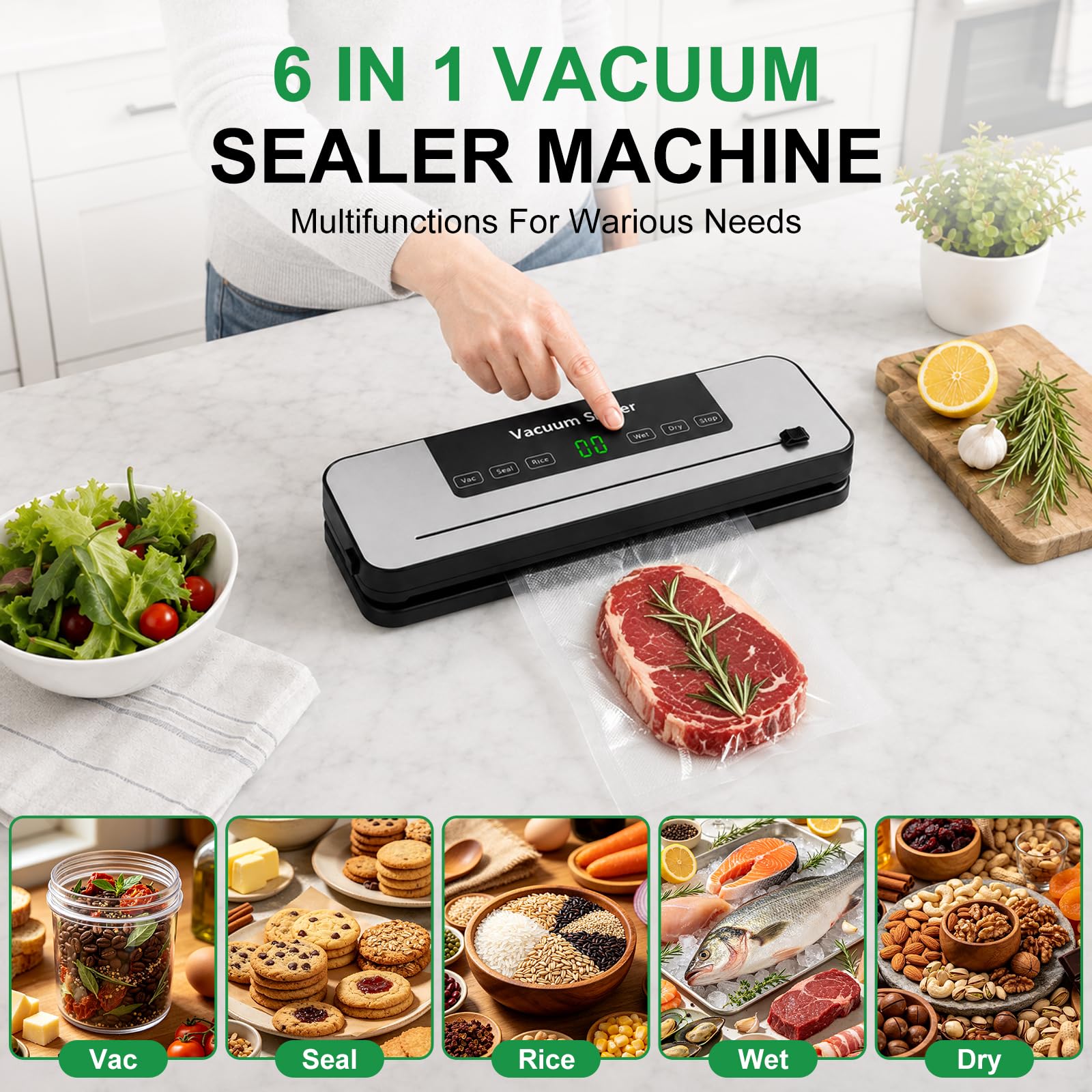 Food Vacuum Sealer Machine 6 M - Meal Prep With Rice 评论和价格