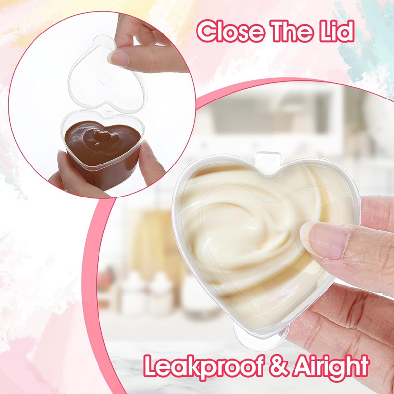 100 Sets 1.5 Oz Clear Heart Sh - Sauce Dipping Cup 评论和价格