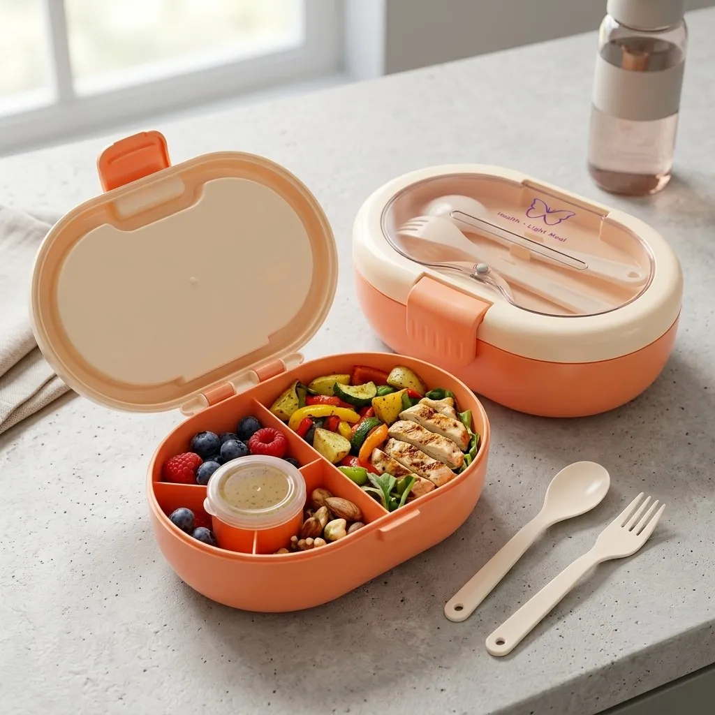 Plastic Bento Lunch Box with C - Meal Prep Or Prep Meal 评论和价格