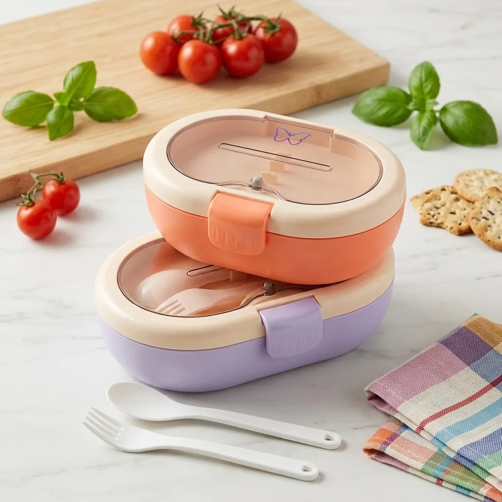 Plastic Bento Lunch Box with C - Meal Prep Or Prep Meal 评论和价格
