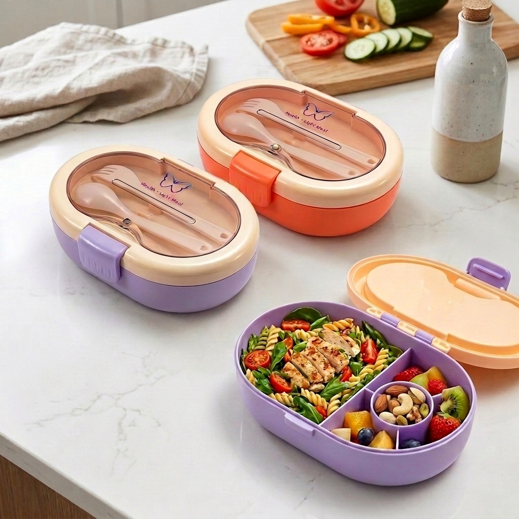 Plastic Bento Lunch Box with C - Meal Prep Or Prep Meal 评论和价格