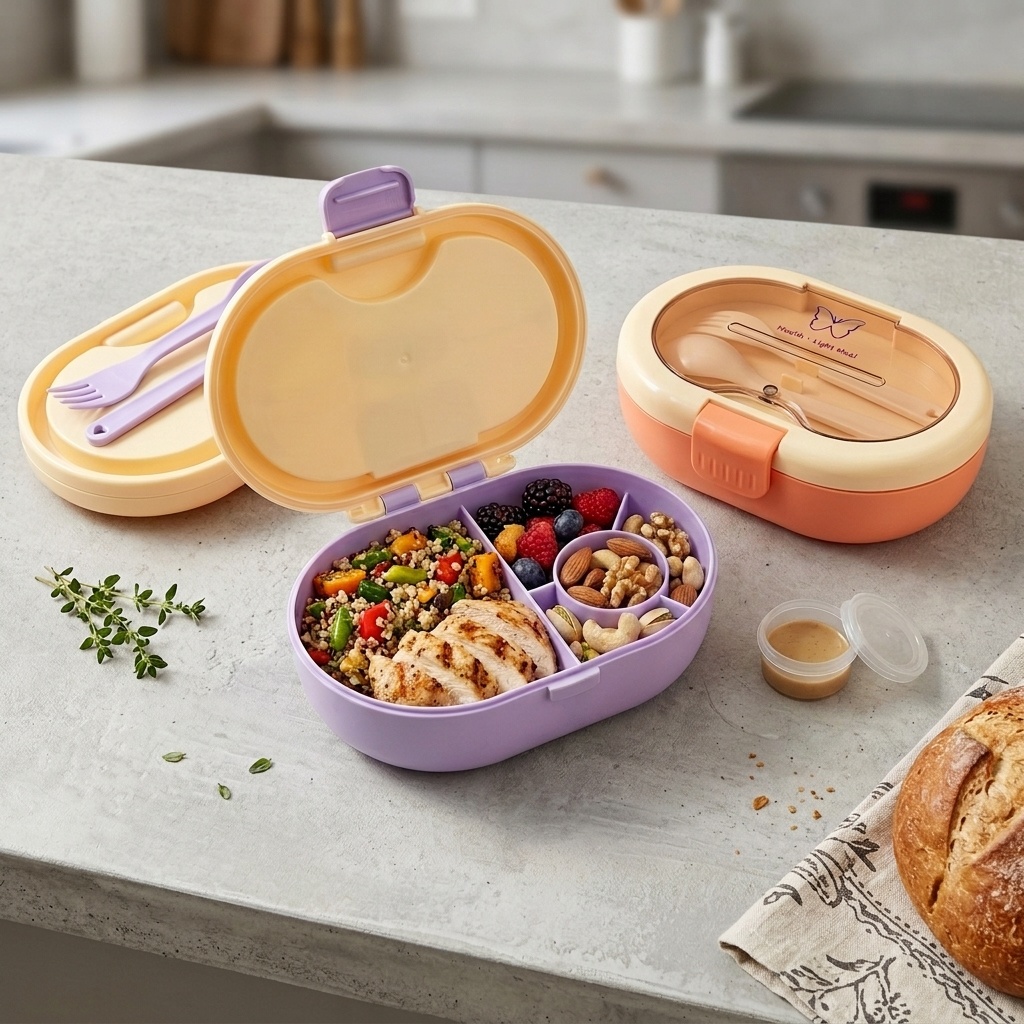 Plastic Bento Lunch Box with C - Meal Prep Or Prep Meal 评论和价格